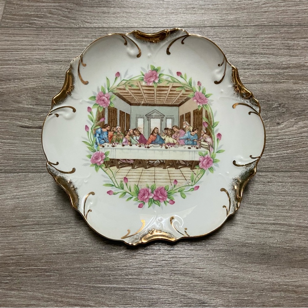 Vintage “The Last Supper “ Gold Trim Jesus & Disciples Japan Collectors Plate